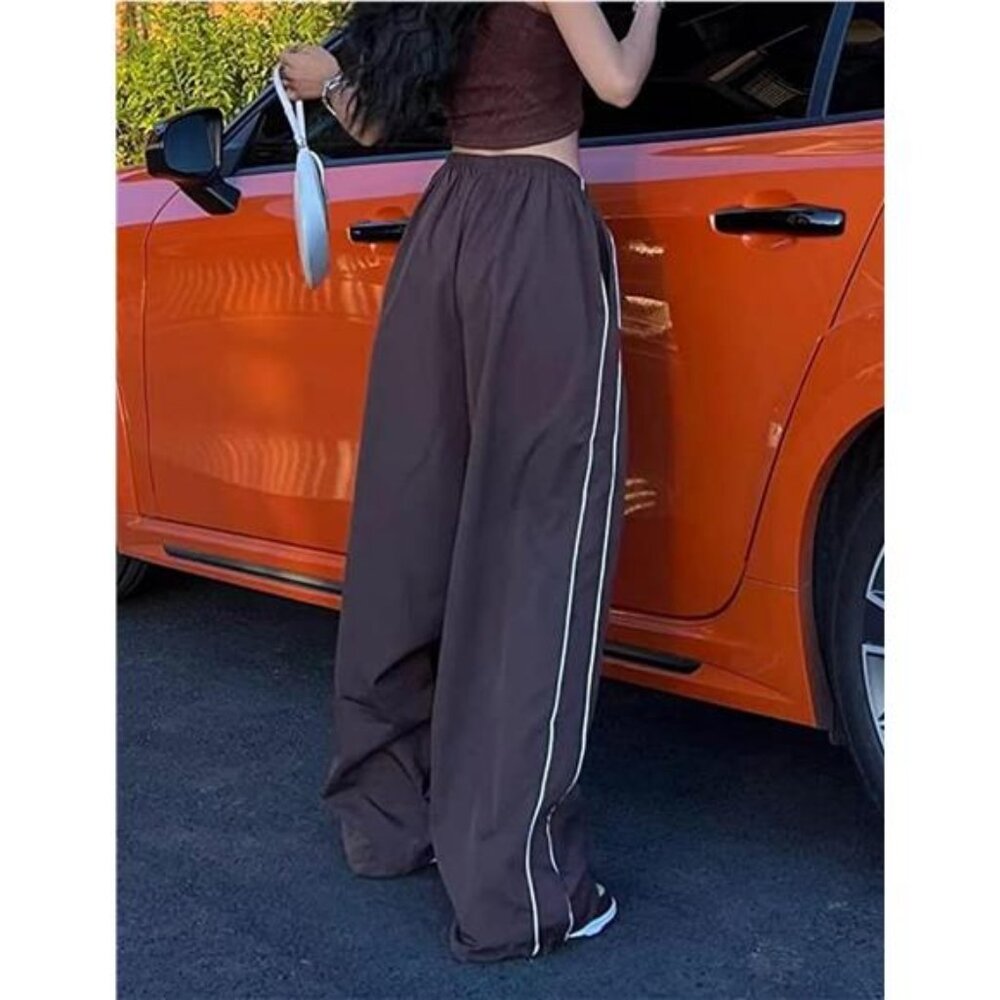 Womens Parachute Pants Wide Leg Baggy Pants - Picture 4 of 9